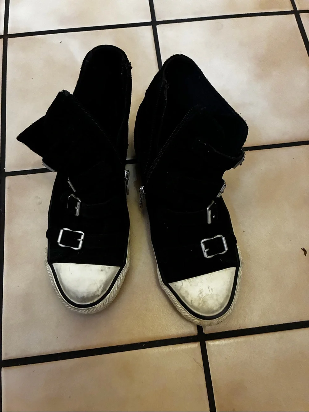 Vintage ASH Black Multi-Buckle High Top Sneakers Y2K Punk Size